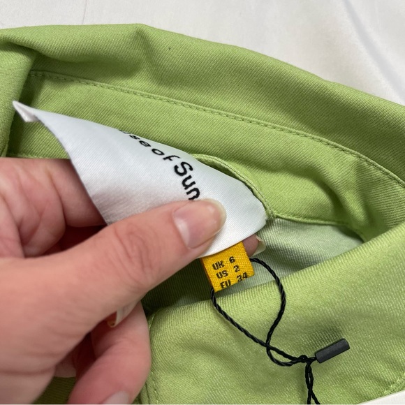 House of Sunny Golden Years Lime Green Belted Coveralls Groovy Jumpsuit Size 2 - Picture 9 of 16